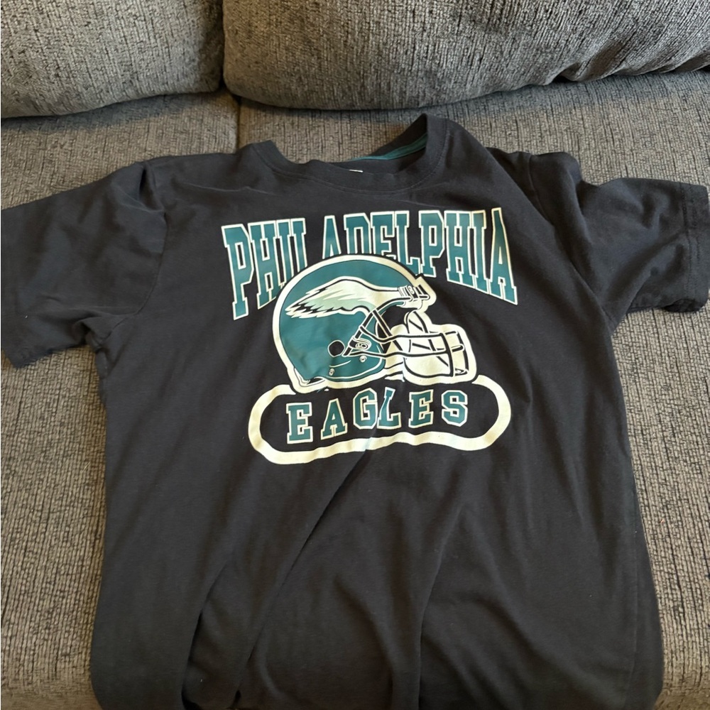 Philadelphia Eagles Black Tee with Helmet Graphic